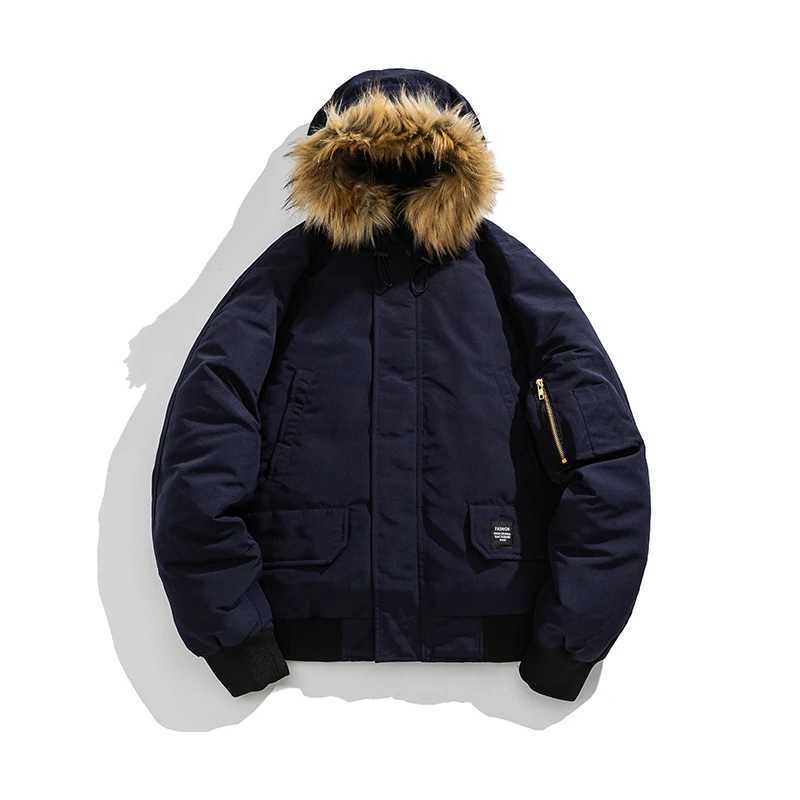 Outdoors Loose Versatile Men Tops New Thickening Keep Warm Solid Coats Winter Casual Comfort Multiple Pockets Hooded Parka MenT251107