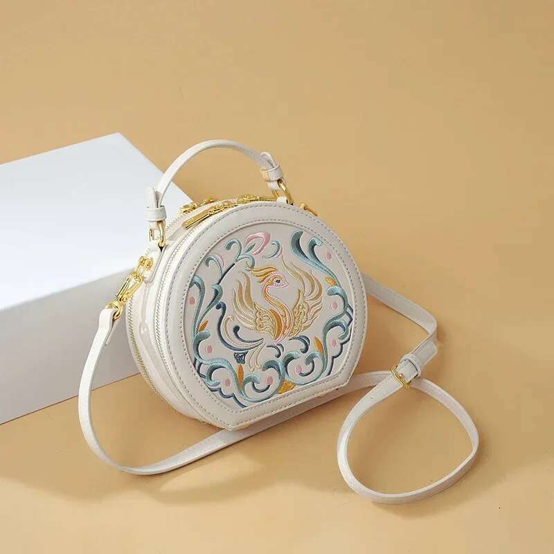 Embroidery Fashion PU Crossbody Circular Sewing Thread 2025 High Quality Bags for Women Pu Zipper Women's Handbags 's