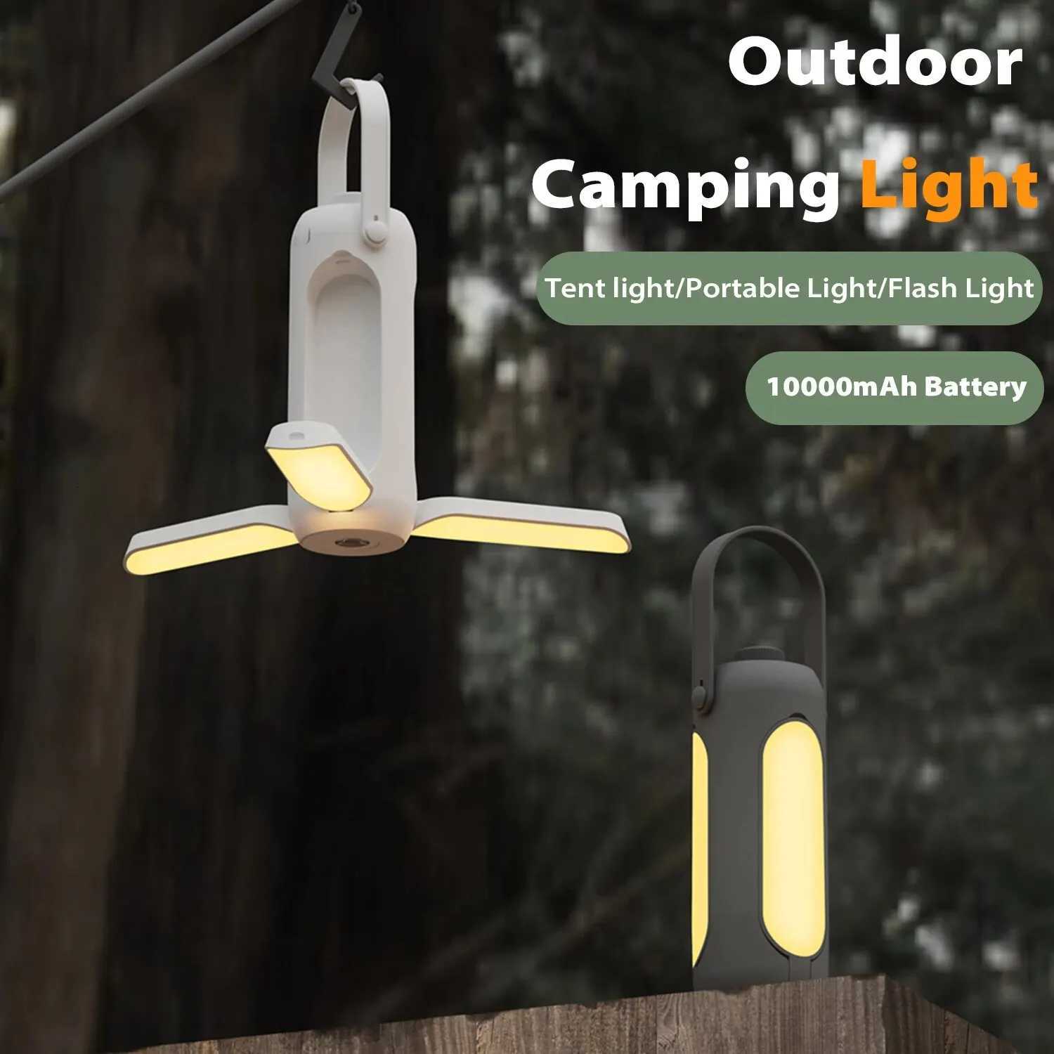 Camping Light Folding Outdoor Portable Rechargeable 10000mAh Student Dormitory Hanging Tent Hanging Lantern Led FlashlightW251106