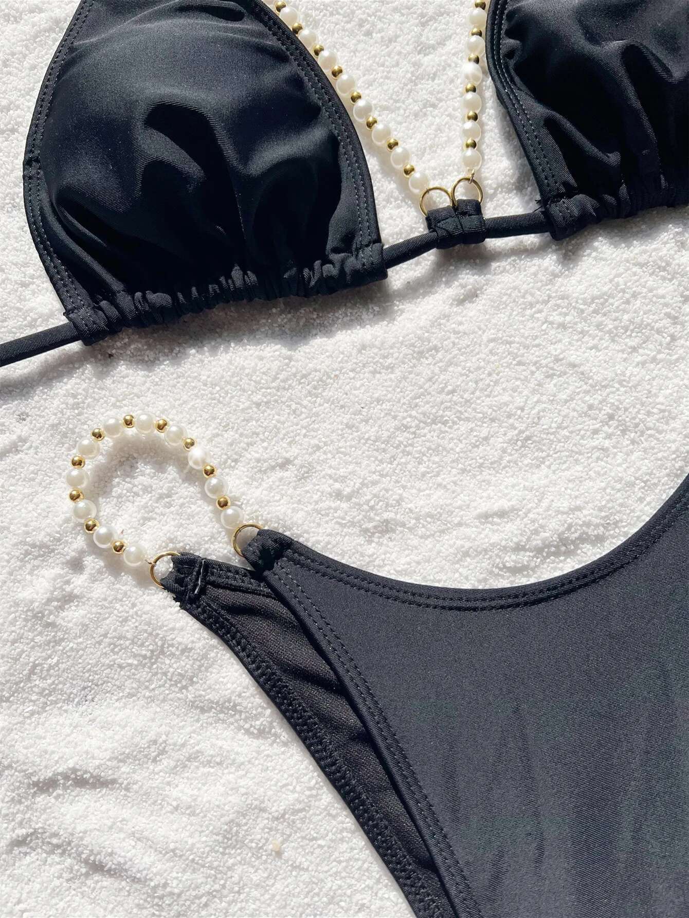 Dongdumaoyi Sexy Pearls Bikini Luxury Black Cut Out Push Up Micro Swimsuit Brazilian Beach Bathing Suit Thong Swimwear Traje De Ba O