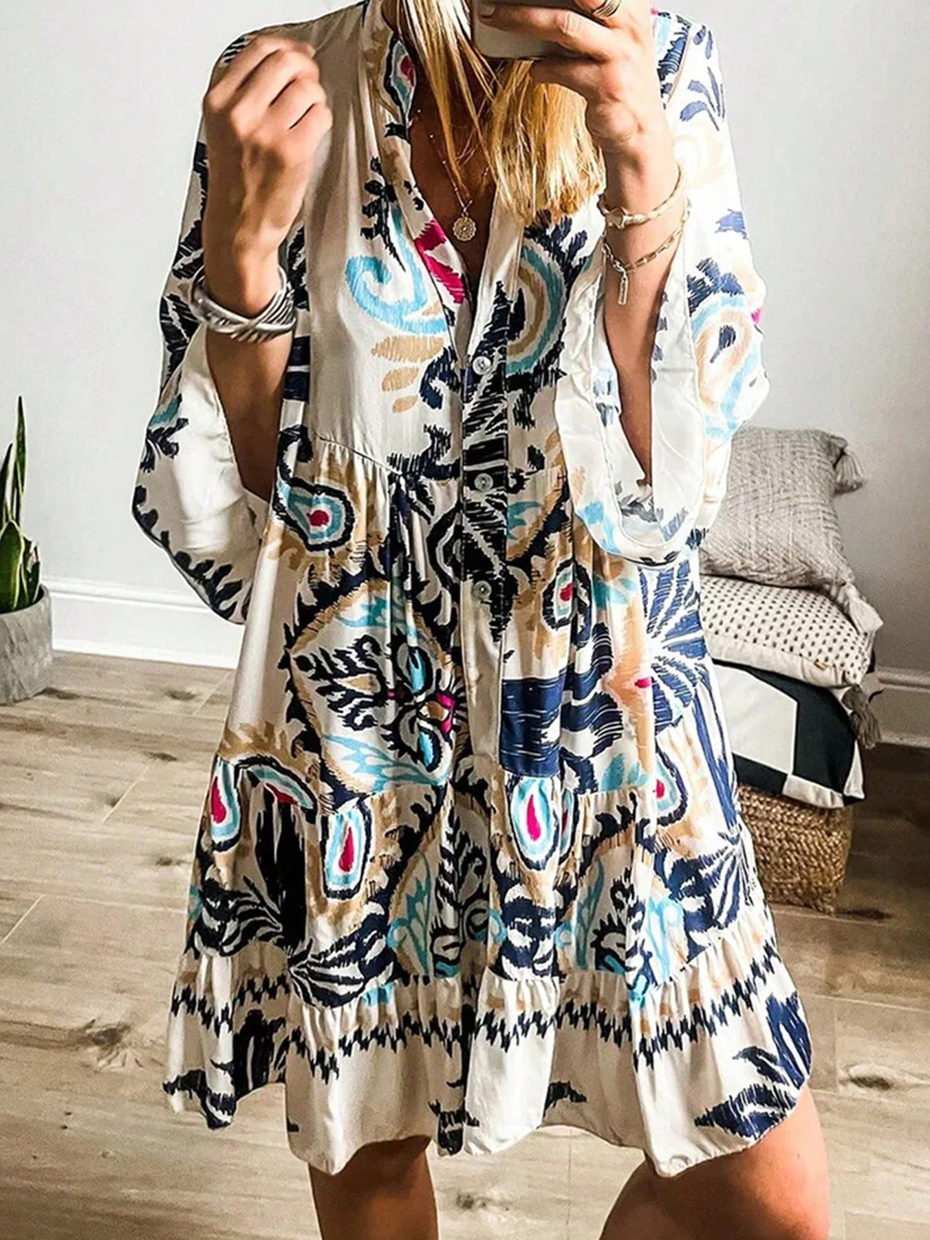 K222Women's 2025 holiday style women's loose casual floral dress