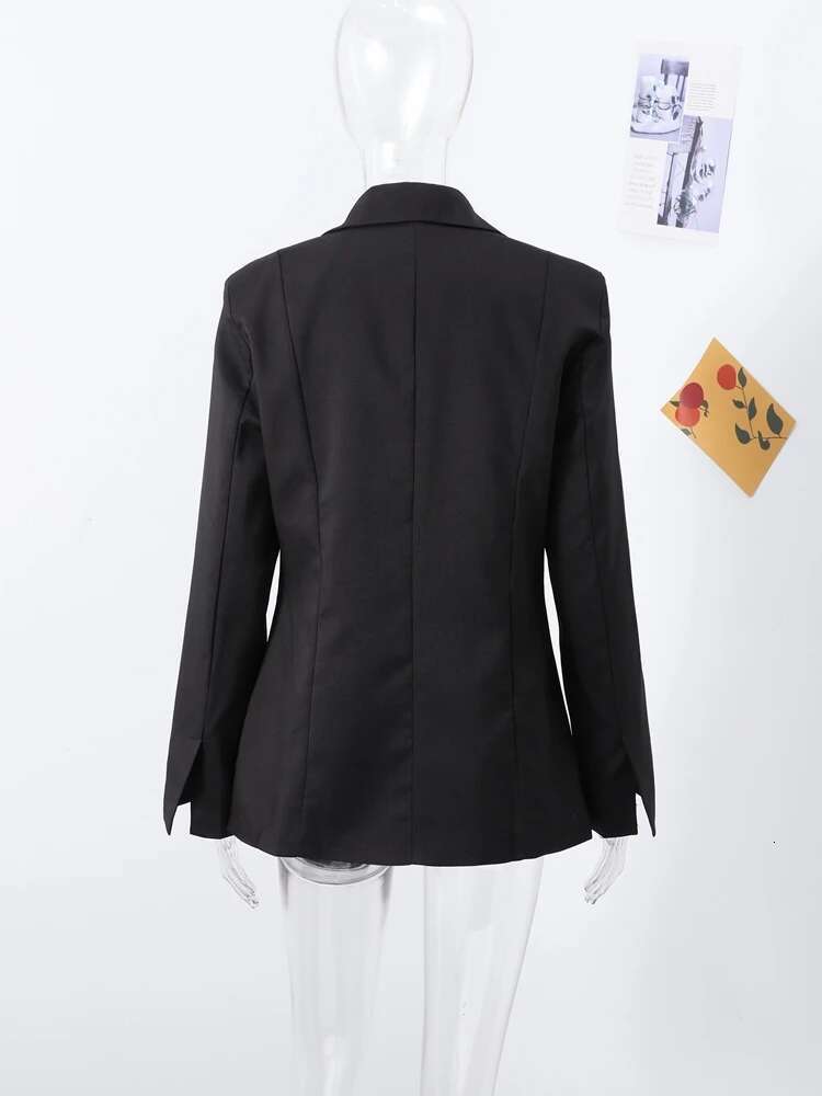 Elegant Slim Solid Women's Blazers Lapel One Button Shoulder Pads Long Sleeve Jacket 2025 Spring Office Lady Commute Outwear