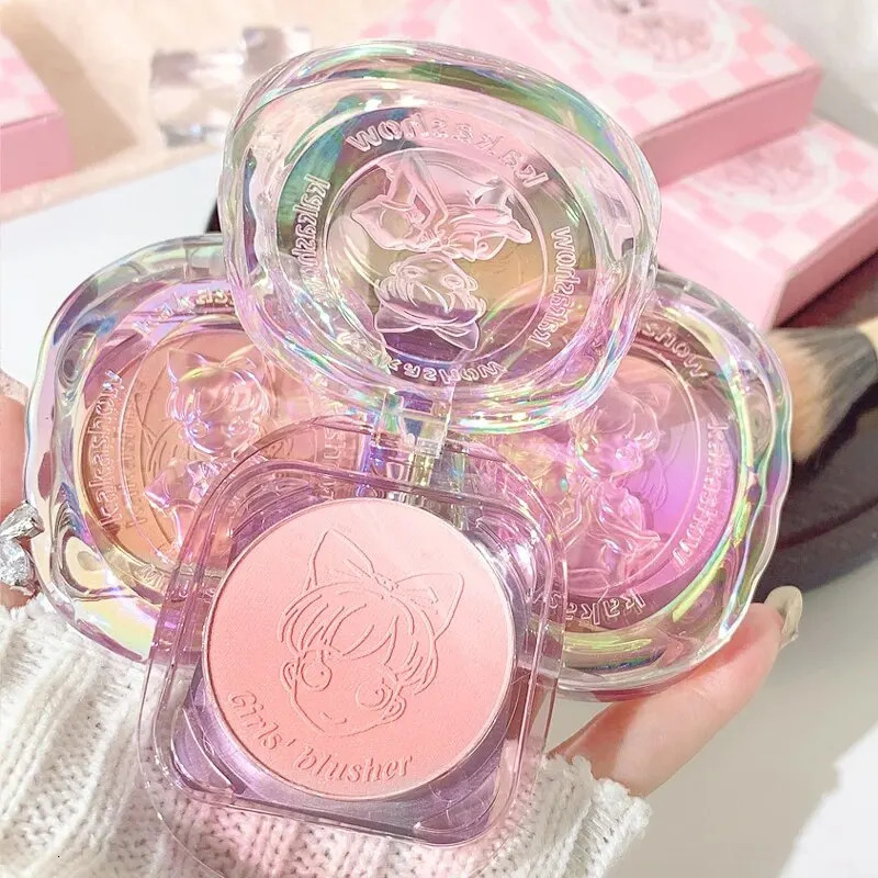 KAKASHOW girl heart shape gradual change powder blusher matte red cheeks purple white natural nude makeup decorative plate 250325