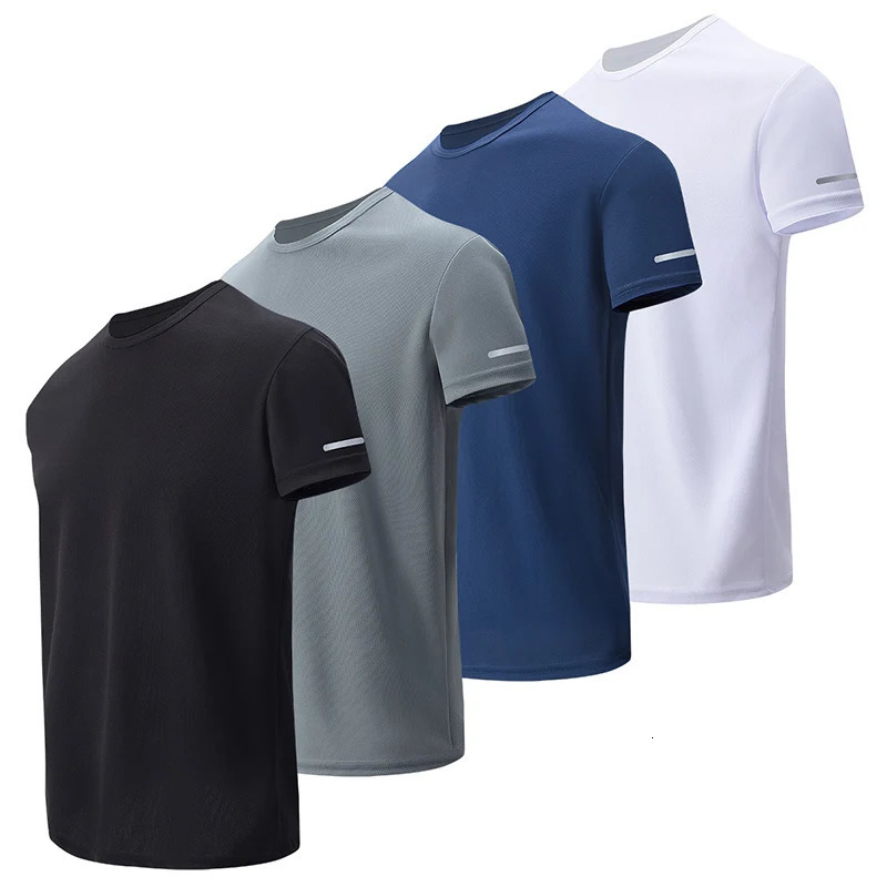 1/4 pack mens solid mesh quick drying sports short sleeved casual clown running fitness comfortable plus size zipper T-shirt 250402