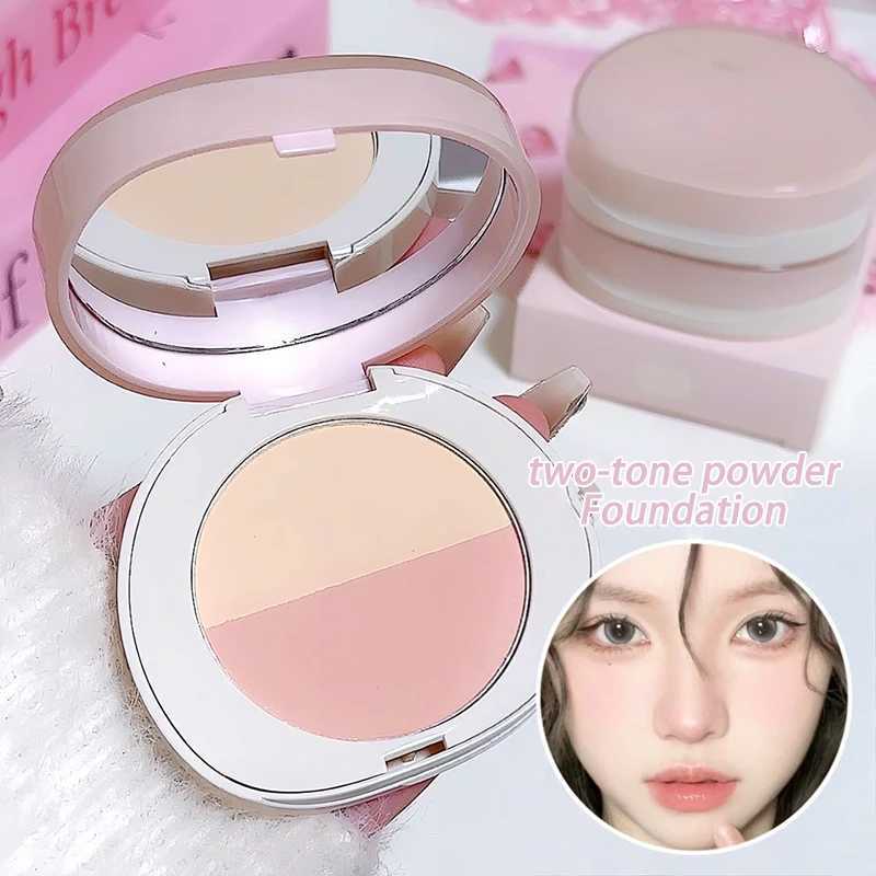 Two tone pressure setting powder loose control oil natural brightness low saturation purple almond high gloss Korean double-sided makeupXJ250407