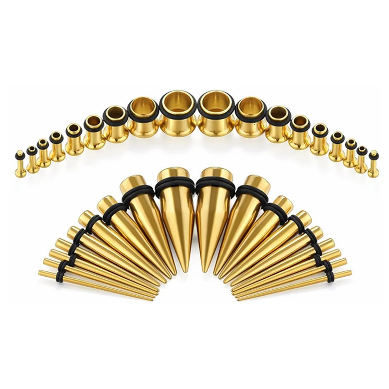 36PCS Ear Gauges Stretching Kit 14-00G Stainless Steel Ear Plugs Tunnels Flesh Tapers Set Stretcher Taper Set Dilataciones Oreja 250403