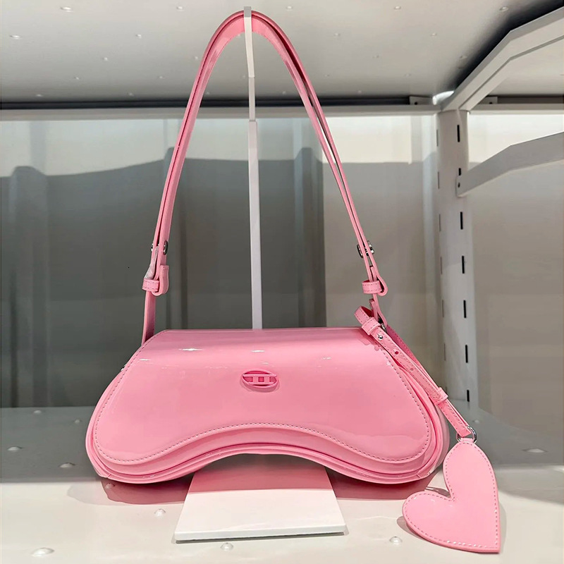 Internet Celebrity 2025 New Women's Fashionable Patent Leather Temperament Dingdang Spicy Girl Versatile Single Shoulder Armpit Hand-Held Crossbo