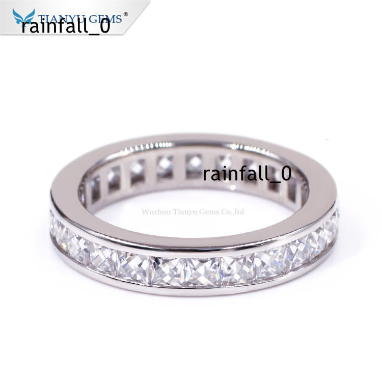 Tianyu Gems Channel Set French Cut 25mm Moissanite Band Ring D VVS1 Stone Women 18k 14k 10k White Gold Rings Wedding Jewelry