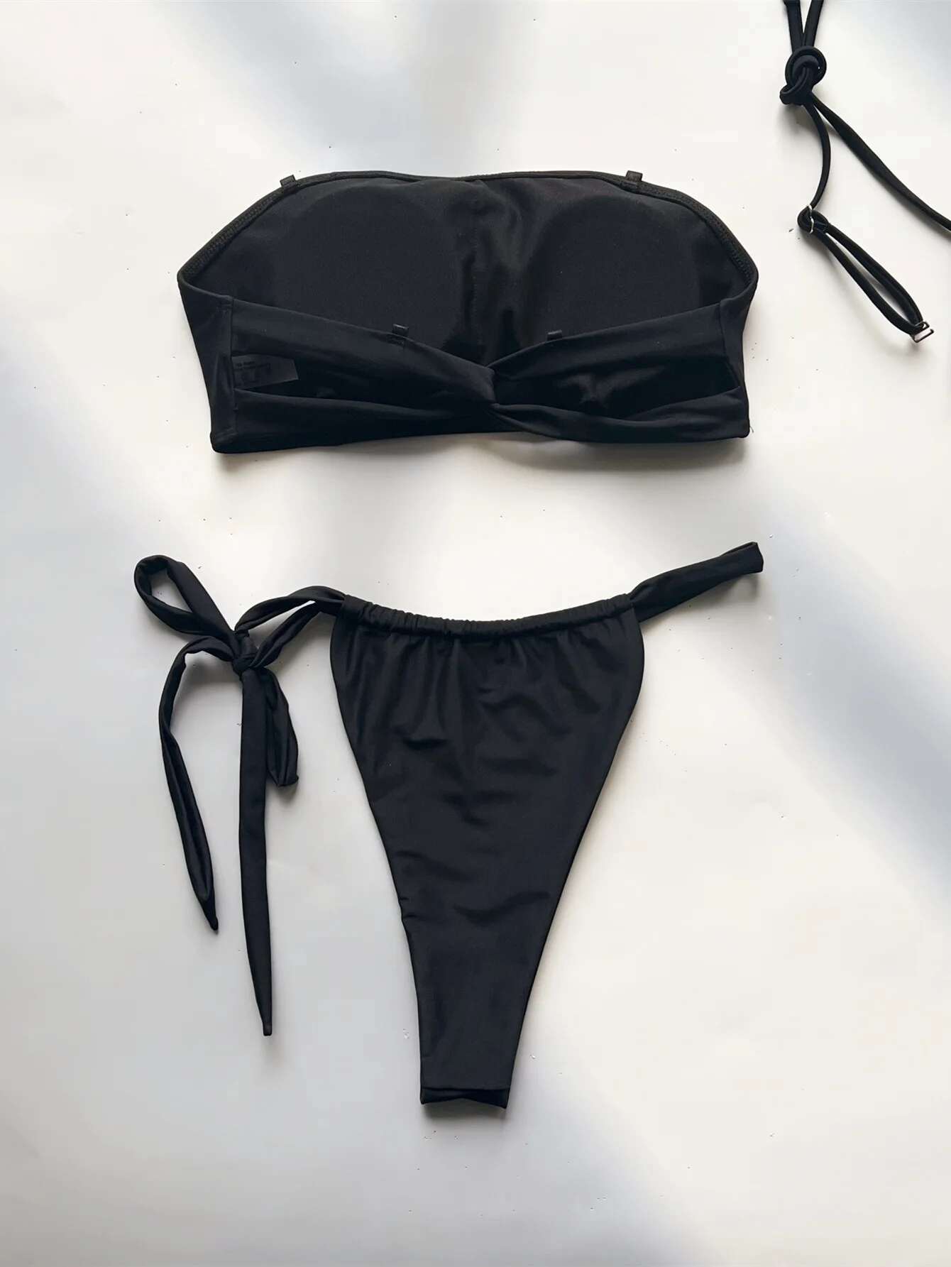 Dongdumaoyi Sexy Bandeau Bikini Women Black Push Up Bandage Cross Micro Swimsuit Brazilian Beach Bathing Suit Tie Side Thong Swimwear