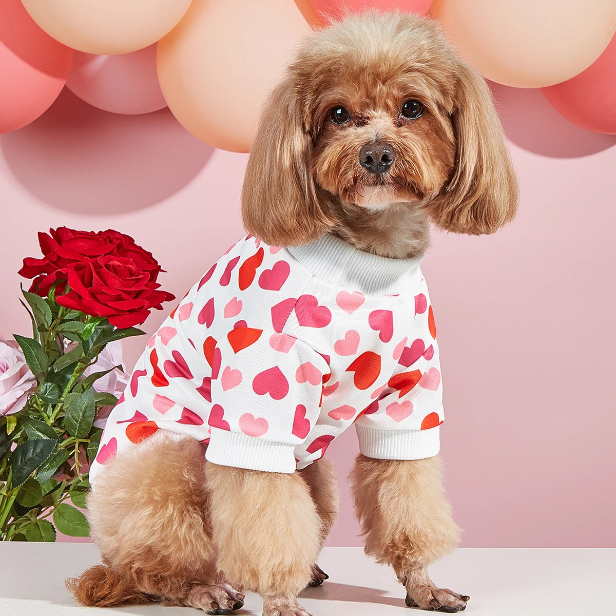 1 Piece Dog Clothing with Heart Pattern Breathable Dog Vest - Prevents Lice Reduces Hair Loss 250407