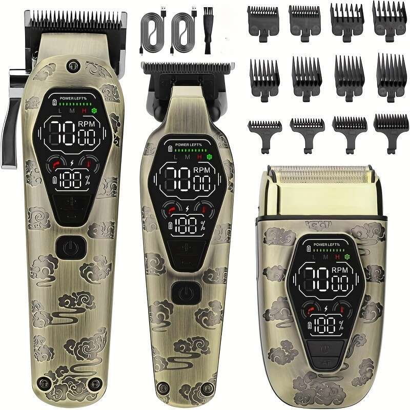 Professional Men, 3 In 1 T-Blade Barber And Set, Mens Cordless Clippers Hair Cutting Kit, Trimmers Barbers, Beard Trimmer For Men