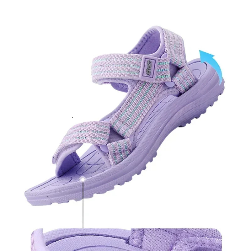 Girls Breathable Sport Sandals 2025 Summer Outdoor Beach Shoes for Girls Children Casual Non Sliper Open-toed Shoes Size 30-38 250407