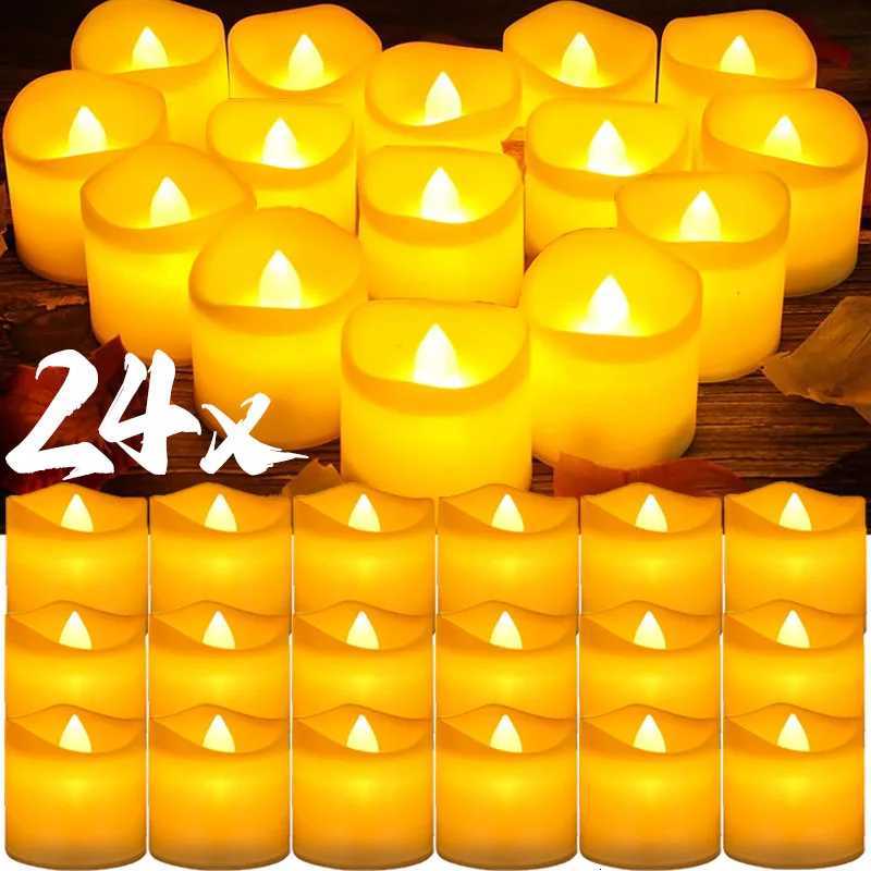 24/1Pcs LED Electronic Candles Light Battery Operated Flameless Flickering Tea Lights Table Candle Lamp Wedding Party Decor Lamp W251107