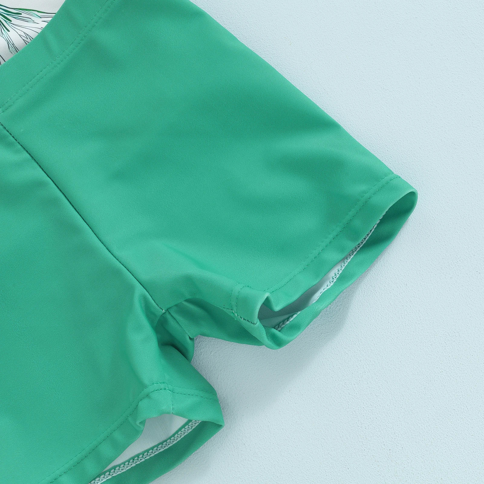 Kids Swimsuit For Baby Girls Boys Rash Guard Beachwear Swimwear Dinosaur Print Short Sleeve Tops Swim Trunks Cap Bathing Suit 250407