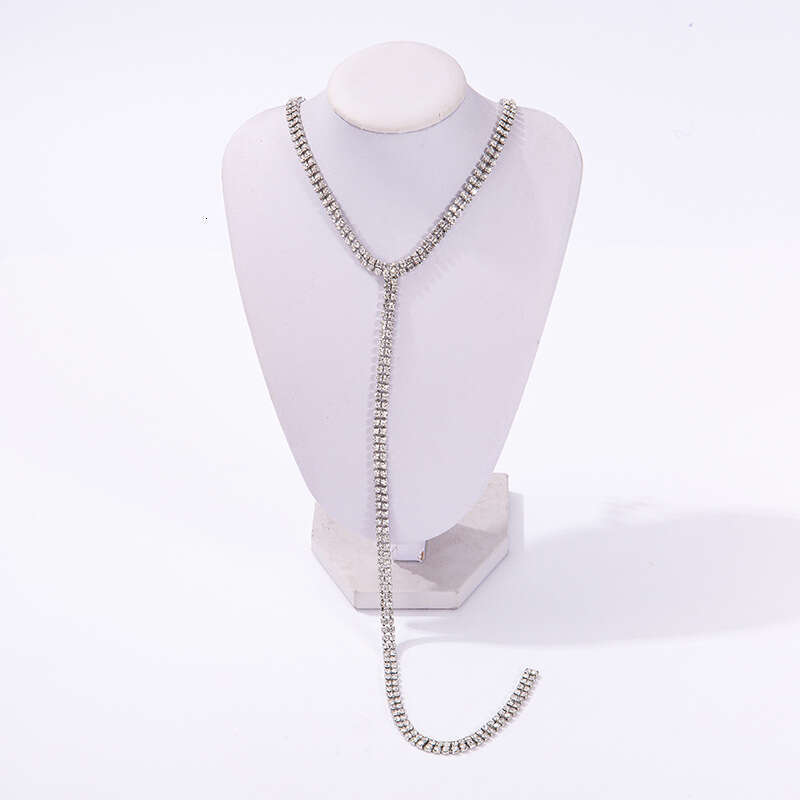 2021 Korean style simple and fashionable rhie dress accessories, crystal long necklace, Y necklace