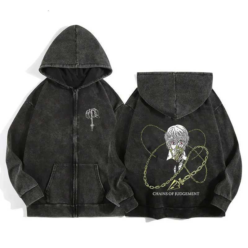 Anime Hunter x Hunter Zip Up Hoodies for Men Women Cotton Print Gothic Harajuku Jacket Hooded Sweatshirts Casual Manga PulloverY251107