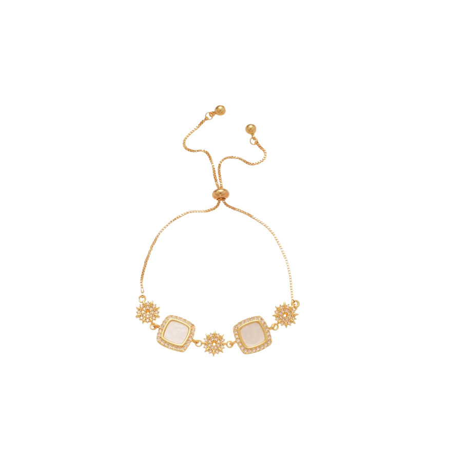 18K Real Gold Plated Zircon Geometric Square Light Luxury High-End Niche Bracelet Elegant Temperament Jewelry for Women - view 9
