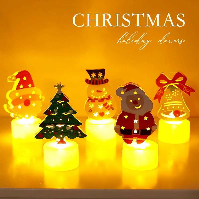 LED Electronic Candle Lights Christmas Trees Santa Claus Snowmen Creative Candles Small Night Lights Home Decorative Ornaments W251107