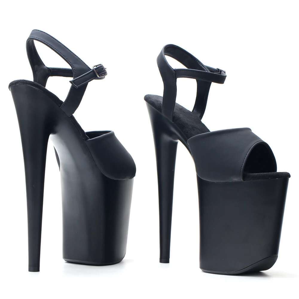 Extreme Black Paint Baking Process High Heel Sandals 20Cm Heels Pole Dancing Shoes