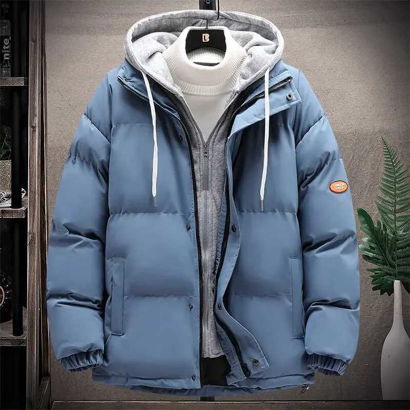 Men Thick Warm Winter Parkas Puffer Jacket Fashion Casual Cotton-padded Outwear Coats Top Man Hooded Jackets Fake Two ClothingT251107