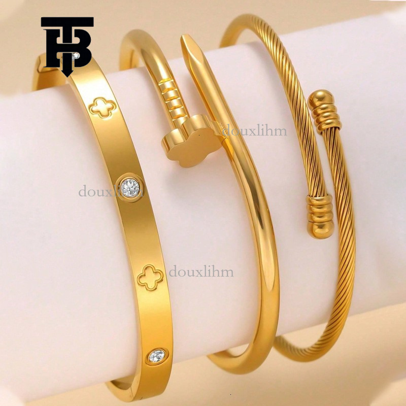 TB BHULAMTE Designer Luxury Jewelry With Diamond Studded Nails Open Bangle Evening Decoration High-end Light Luxury Daily Copper Zirconium Anti Rust B