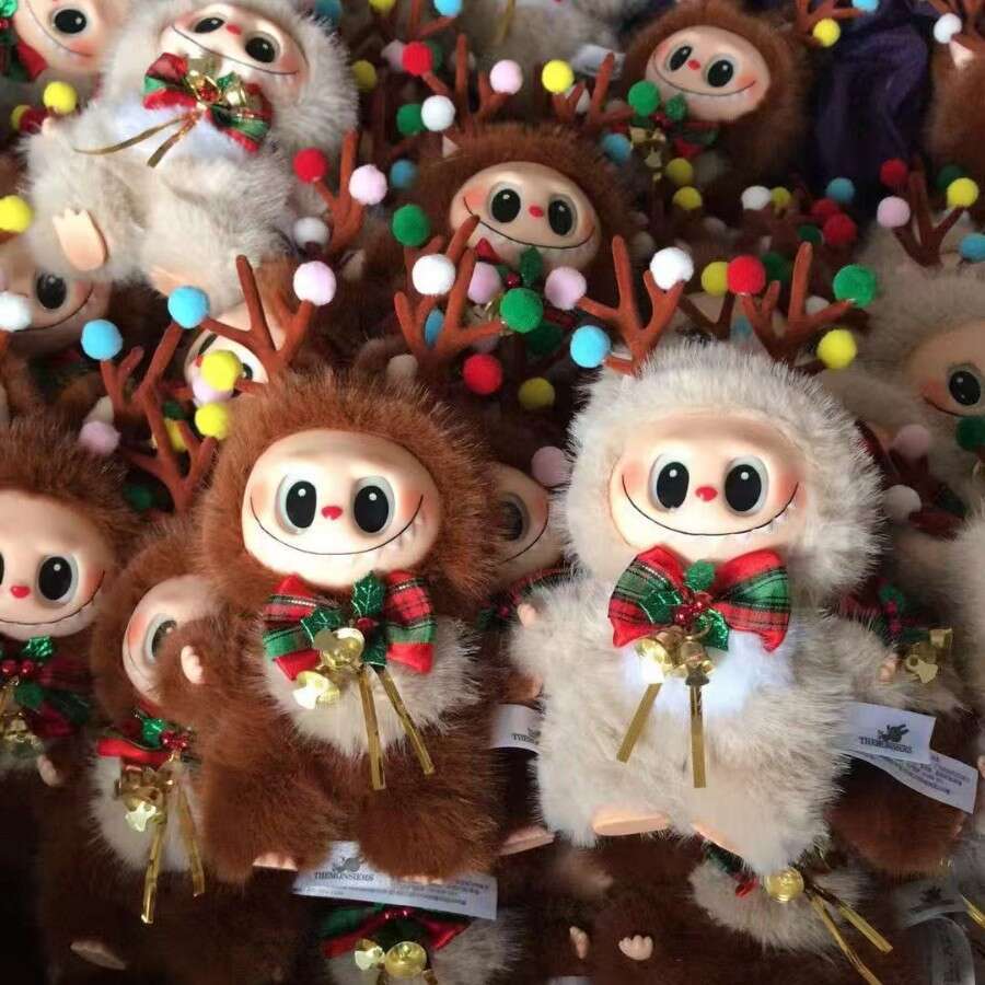 Hot-Selling Christmas Reindeer Plush Cute Vinyl Labubu Pendant Doll Claw Machine Toy