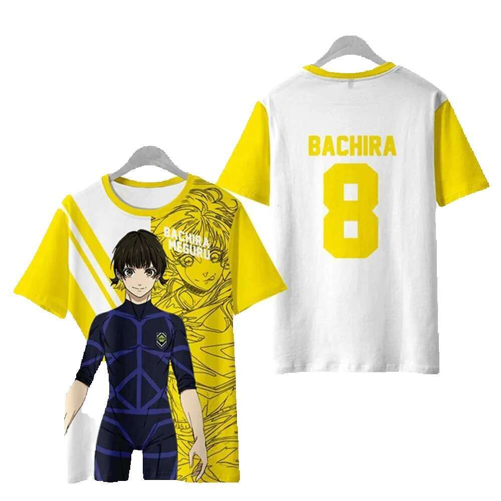 Men's women's animated T-shirts, 3D lockable blue printed streetwear, casual and fashionable