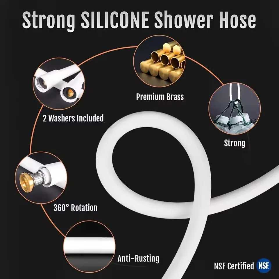 High Quality Silicone Shower Hose 15/2M ible Bath Pipe Anti-Winding High Pressure Shower Tube Bathro Faucet Accessories Y251107