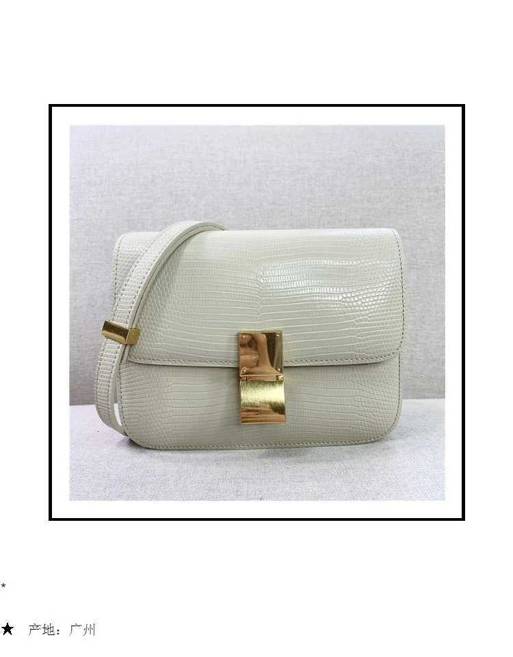 2025 new beancurd bag lizard pattern cowhide womens bag single shoulder diagonal cross portable retro small square bagW251107