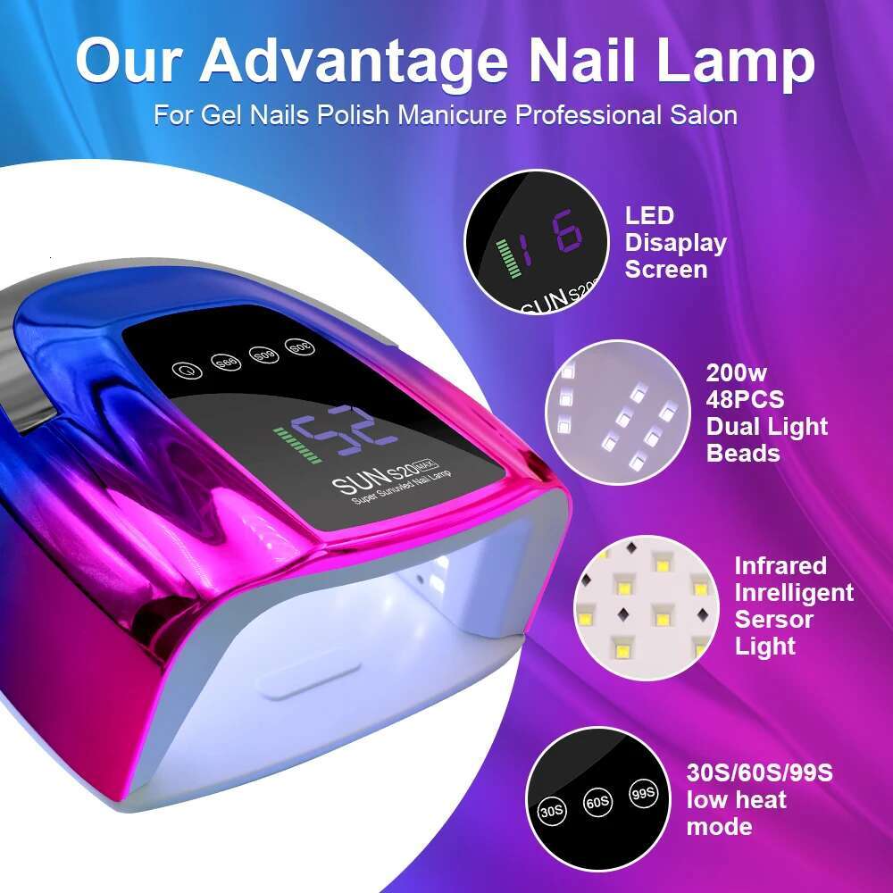 Cordless Rechargeable UV With LED Display Wireless 48LEDS Nail Drying Lamp For Curing All Polish Gel Salon Tools