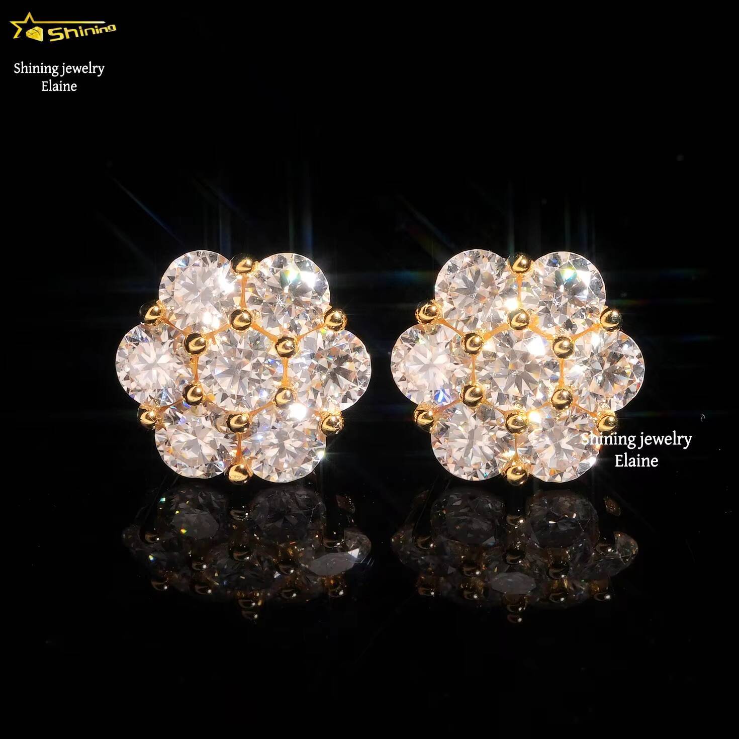 Hip Hop Flower Earrings Luxury Jewelry Pass Diamond Tester VVS Moissanite Iced Out 925 Silver Stud Earrings