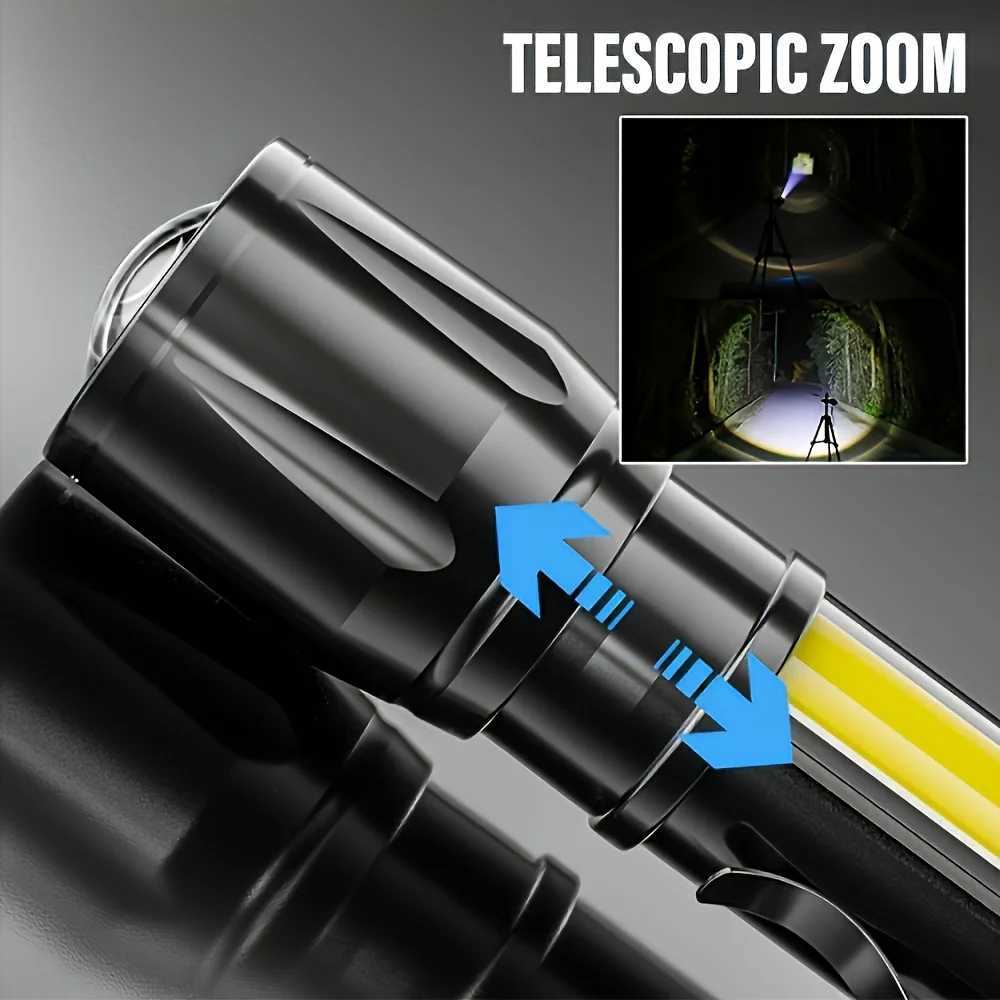 COBXPE Mini LED Camping Flashlight Portable USB Rechargeable Torch Outdoor Zoomable Light Tactical Lantern Lamp with Pen ClipW251106