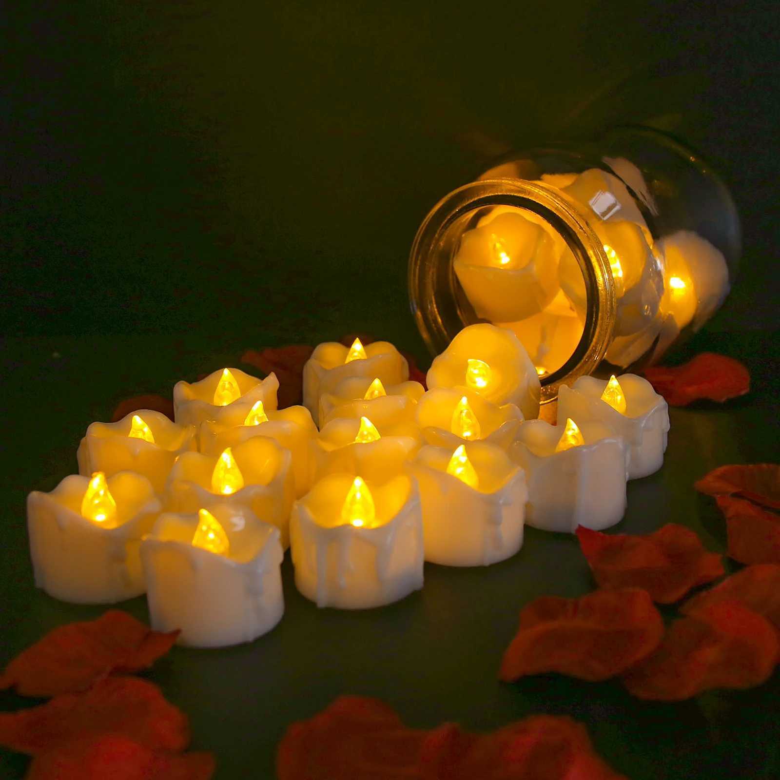 Remote Timer Tea Lights Candles Battery Operated Flameless LED Tealight Votives for Wedding Christmas Halloween Holiday Decor W251107