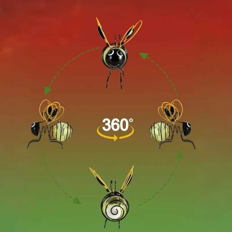 Solar Iron Bee Statue With LED Fairy Lights Outdoor Waterproof Hanging Tree Ornaments For Fence Yard Courtyard Garden Art Decor W251107