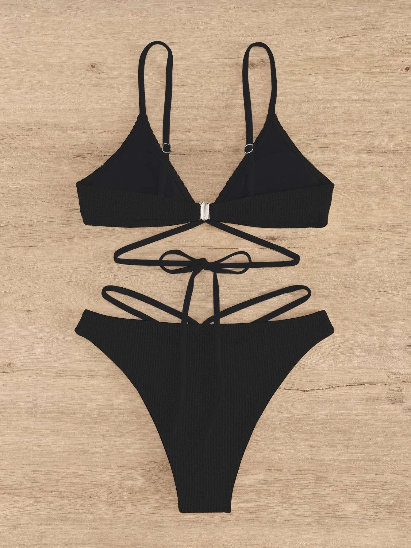Dongdumaoyi Black Bikini Sexy Micro Bikinis Sets Women Halter Criss Cross Push Up High Waist Swimsuit Beach Bathing Suit Swimwear