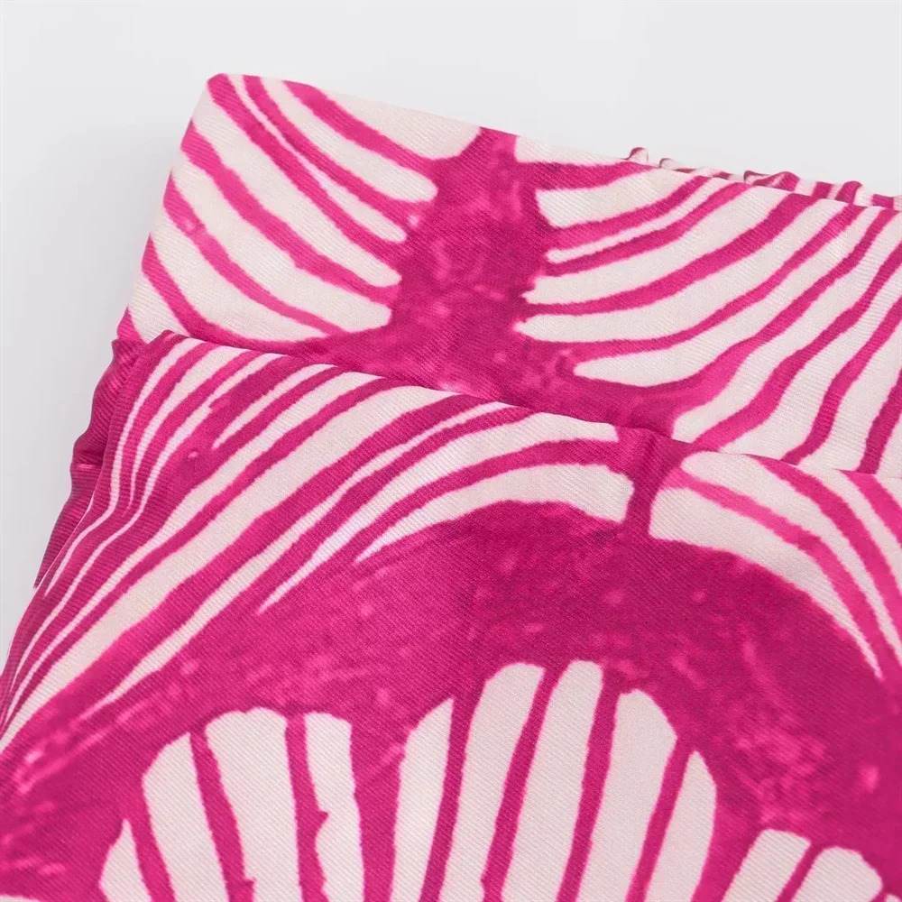 womens clothing loose fit printed silk satin texture set jacket trendy high waisted pants 250407