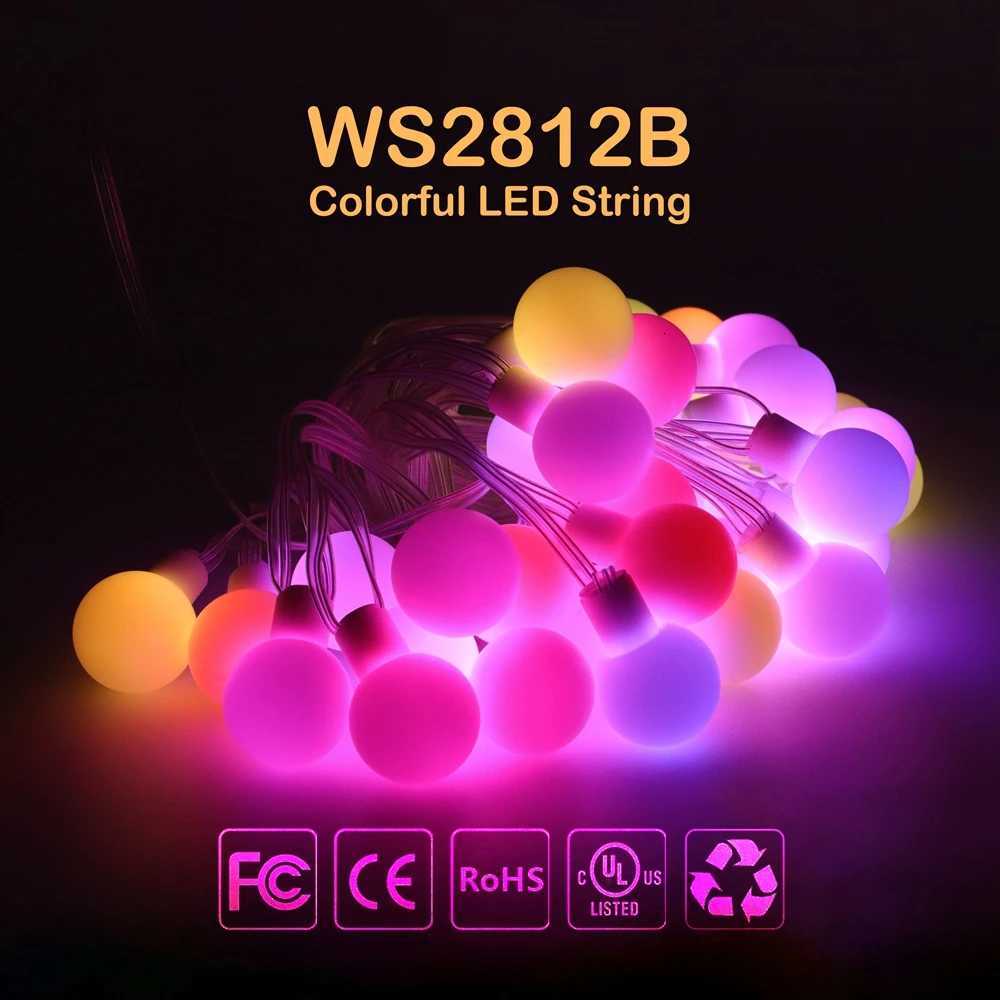WS2812B Dream Color RGB LED Round Ball String Lights Christmas Party Birthday Decoration Addressable Individually IP67 DC5V W251107