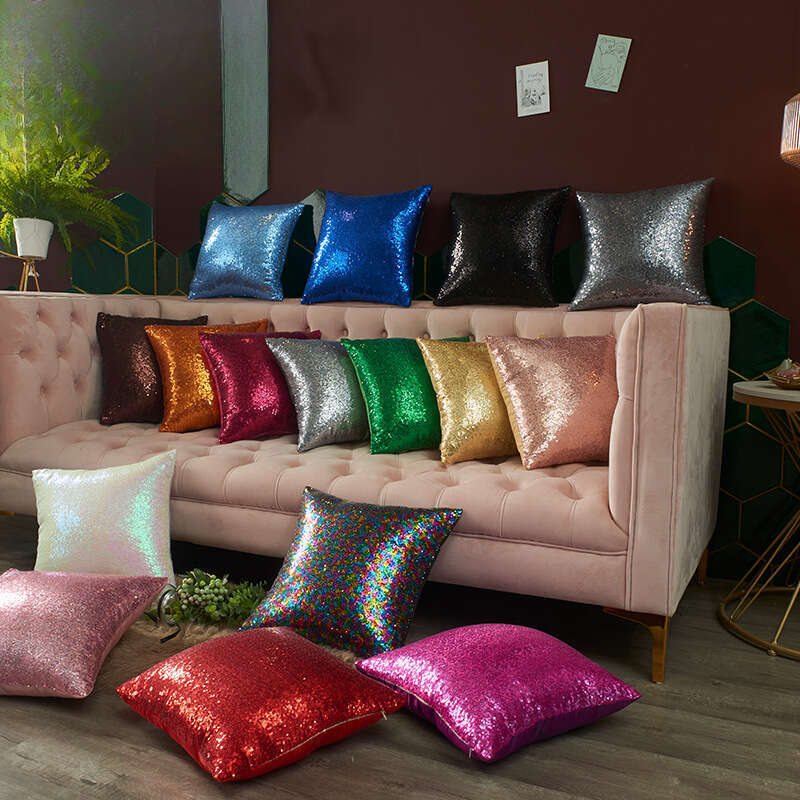 Ins Cross-Border Wedding New Year Christmas Sequin Cushion Lumbar Pillow Wholesale Pillowcase Without Core