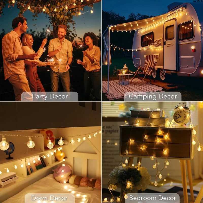 10m 80LEDs Globe String Lights Battery Operated Fairy Light String with 2 Lighting Modes for Indoor/outdoor Festival Holiday W251107