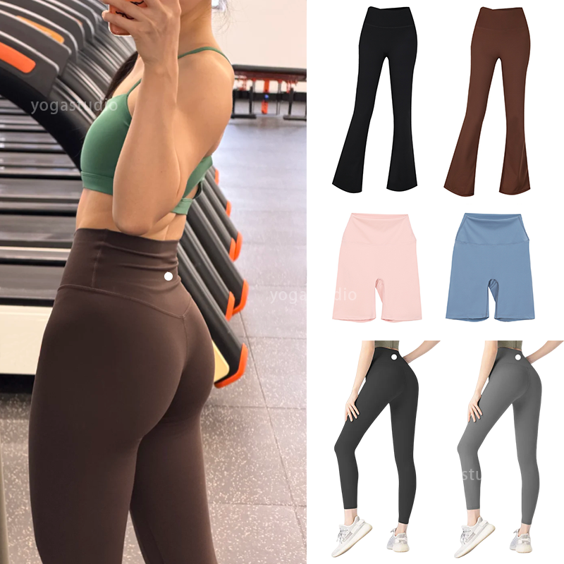 Women Leggings Lycra High Waist Yoga Leggings Jackets Sets Boot Cut Pants Shorts Elastic Hip Lift T shaped Sport Pants legging luluity lemoner pants Yoga Women