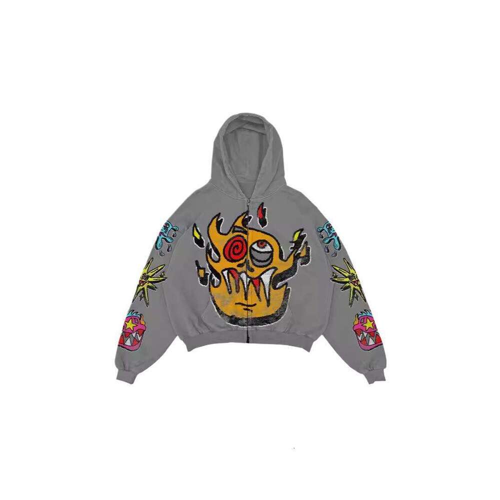 Cartoon print Y2K unisex loose pullover hoodie