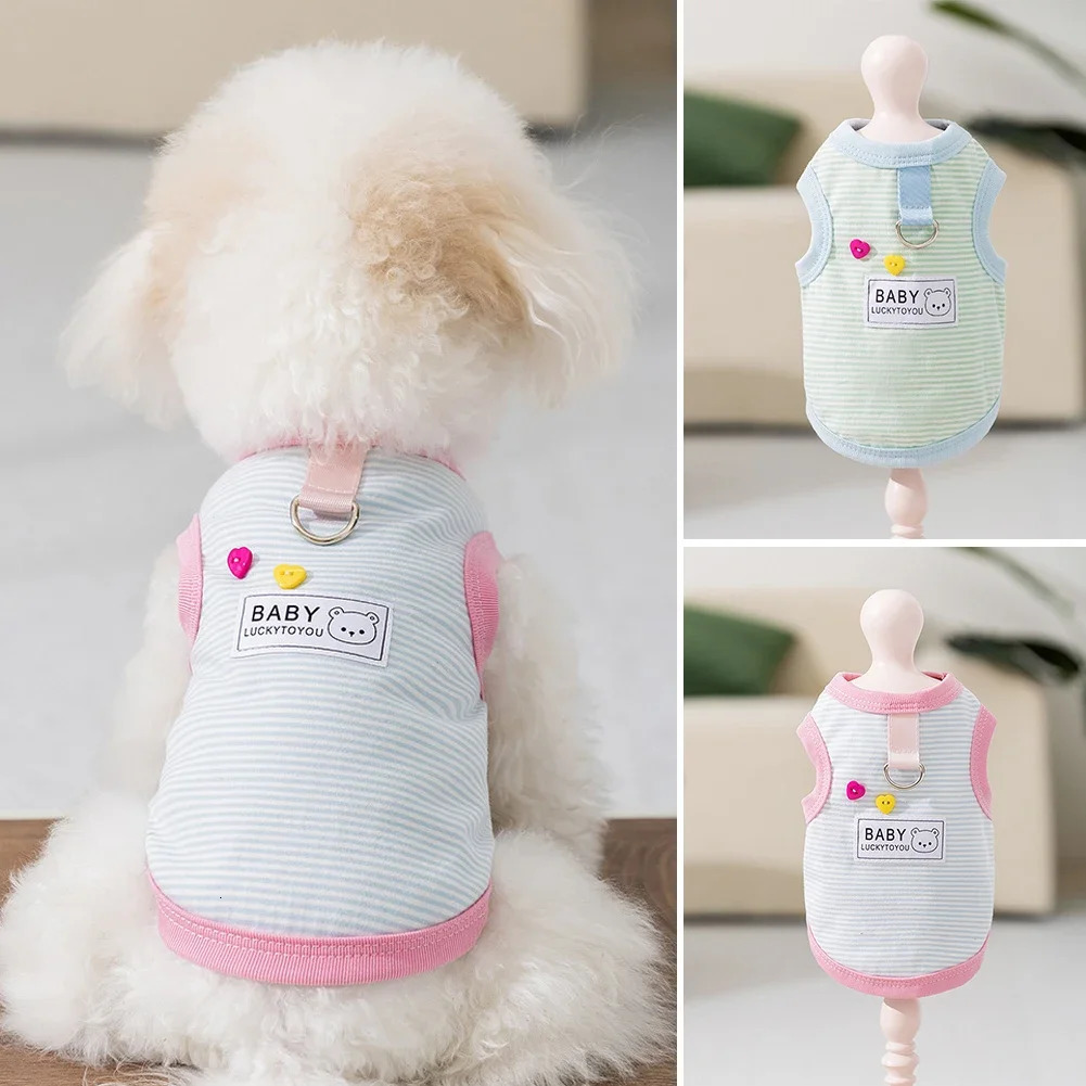 1Pc Dog Clothes Summer Breathable Vest Medium and Small Dog Clothing Teddy Schnauzer Pure Cotton Clothes 250402