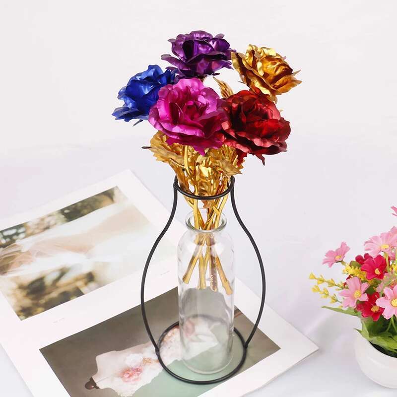 Foil Plated Gold Wedding Decoration Wer Valentine's Day Gift Lover's Rose Artificial Gold/Purple/Red/Blue/Rose