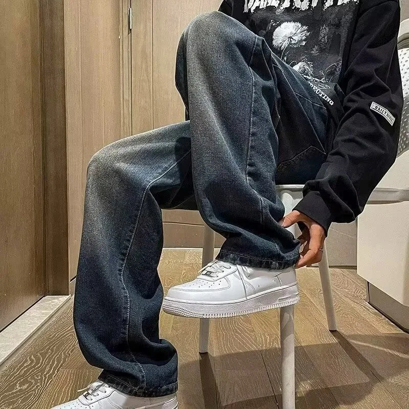 Mens straight leg workwear jeans mens classic retro outdoor casual denim pants daily simple street clothing denim Trousers 250403