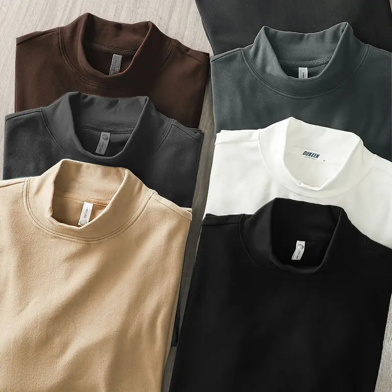 Thermal Underwear Tops Woman Autumn Clothes Thermal Shirt Mens Winter Tights Half High Collar Slim Fit Long Sleeve Tshirt 251107