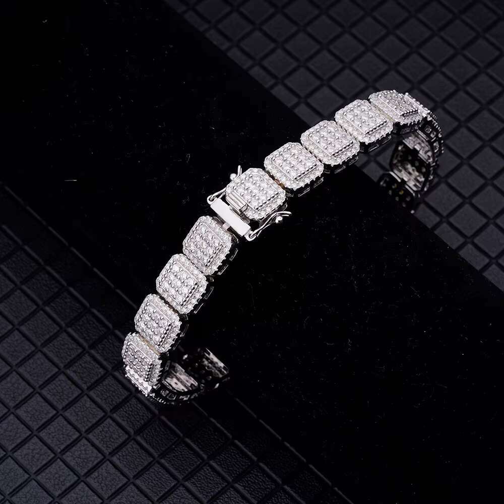 Wholesale Friendship Fine Jewelry 10K 14K 18K Gold Plated Super Full of Micro-inset Zircon Square Design Tennis Diamond Bracelet