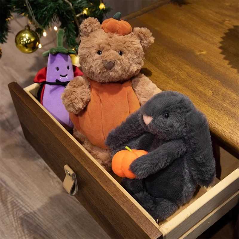 35cm Pumpkin Teddy Bear Doll Plush Toy Stuffed Dressed Halloweens Day Cartoon Animal Plushie Removable Clothes Kids Present C251107