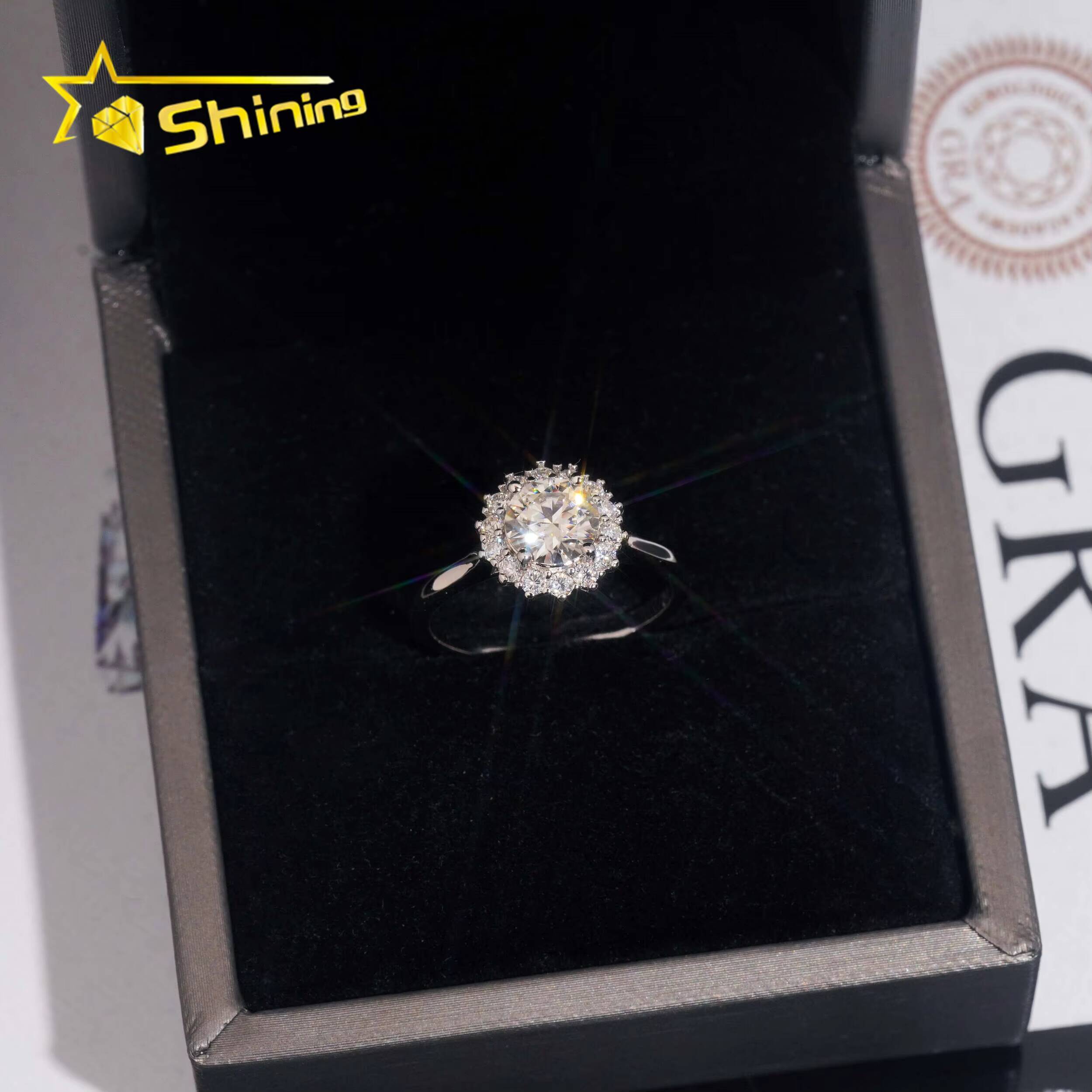 Fashion Jewelry 925 Silver 1ct Anniversary Wedding Ring Moissanite Diamond Engagement Rings for Women