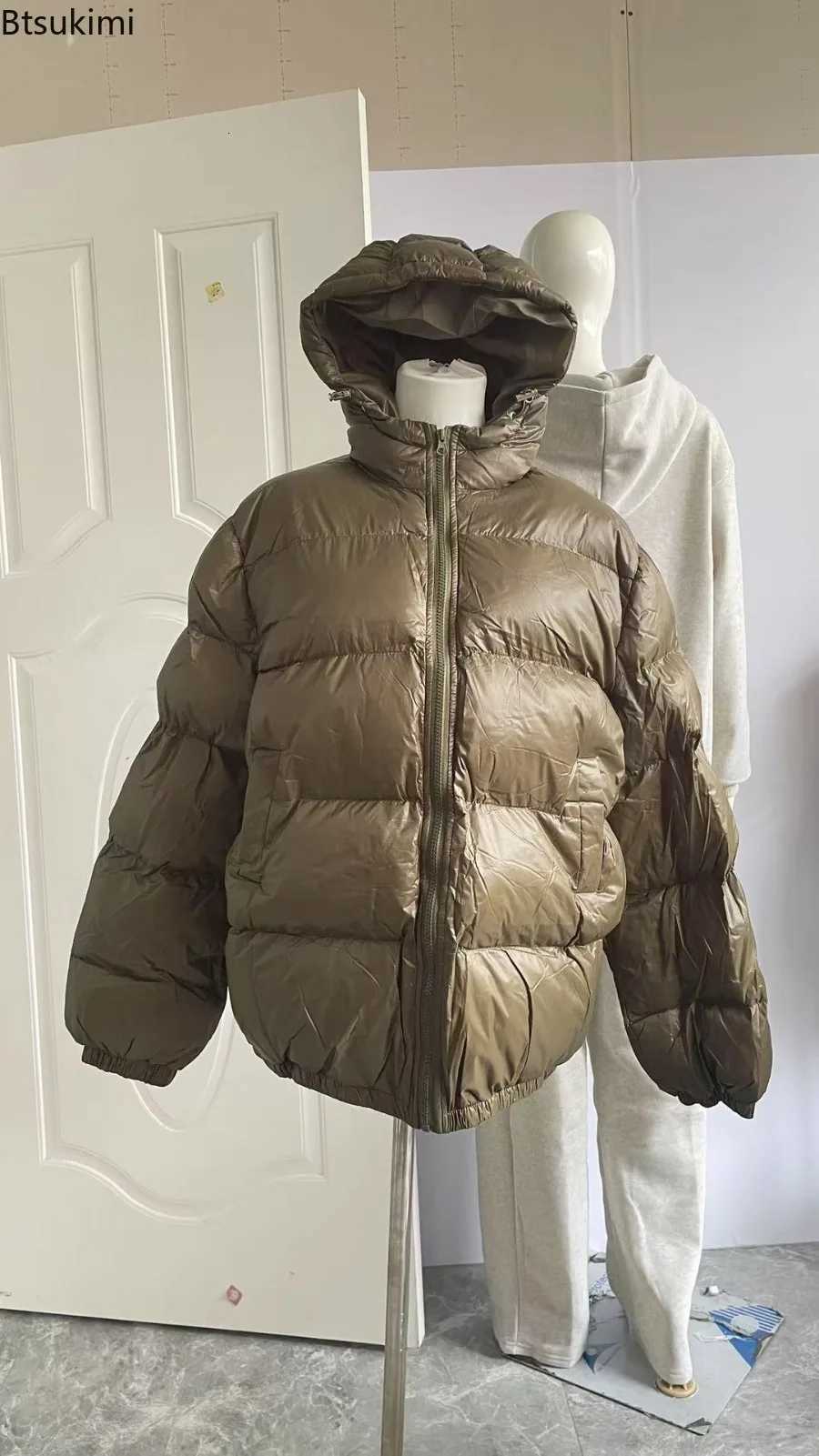 Autumn Winter New Mens Fashion Simple Cotton-padded Coats Casual Zipper Hooded Down Cotton Jackets Solid Cold-proof Warm ParkasT251107