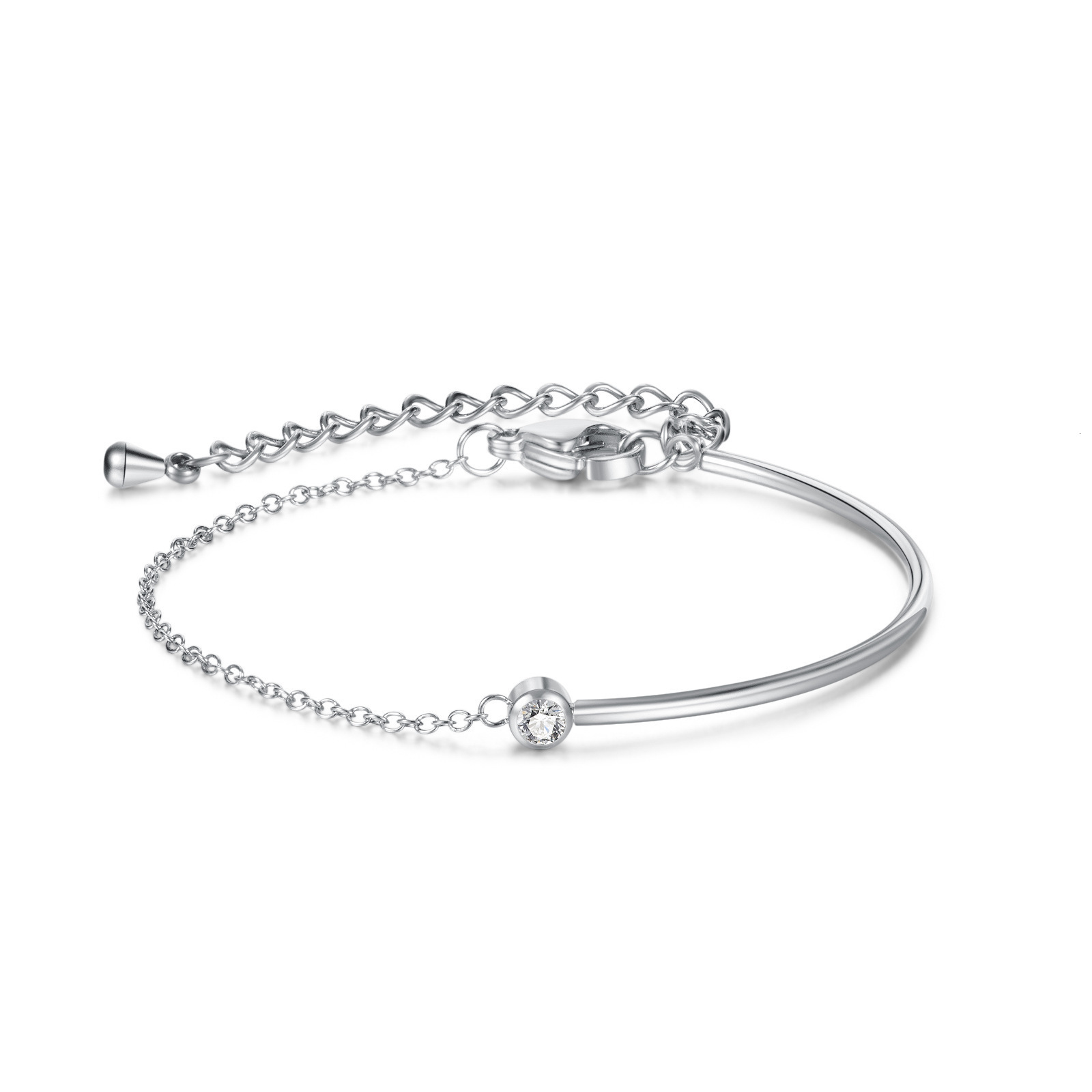 Dingyuan Korean version titanium steel simple personalized zircon bracelet for women, niche and cold style jewelry trend, high-end feeg